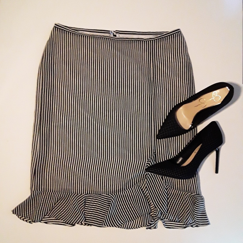 Gerard Darel Striped Ruffle Skirt